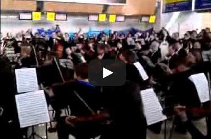 В шести аэропортах Украины музыканты сыграли гимн Евросоюза