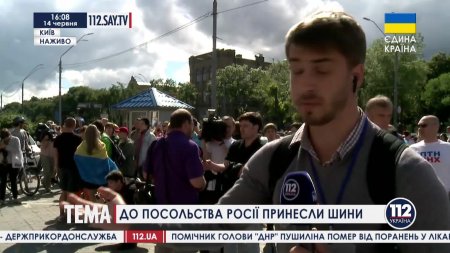 Митингующие сняли триколор с флагштока у посольства РФ (видео)