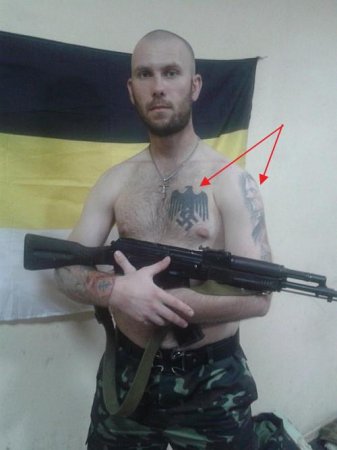 Российский фашист, воюющий за террористов на Донбассе. Фото