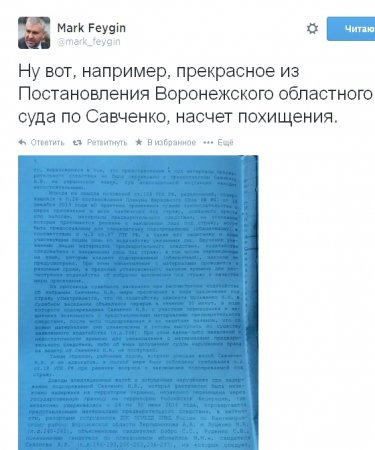 Воронежский суд решил, что Савченко никто не похищал