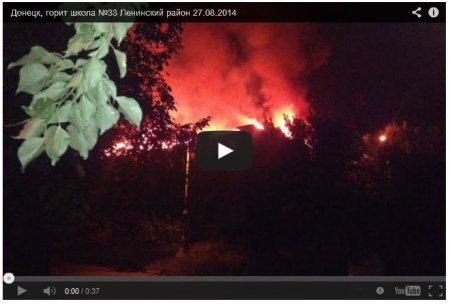 В Донецке обстреляли школу: видео пожара