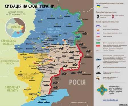 Карта. Ситуация на Донбассе на 25 сентября