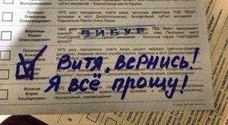 Творчески заполненые бюллетени для голосования. Фото Творчески заполненые бюллетени для голосования. Фото