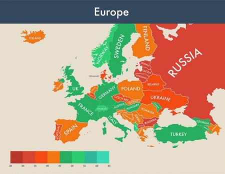 Movehub опубликовал свежую карту уровня счастья граждан каждой страны. Фото