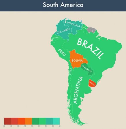 Movehub опубликовал свежую карту уровня счастья граждан каждой страны. Фото