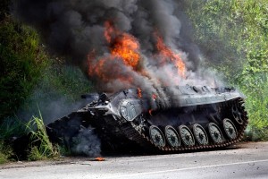 В районе Фащевки украинские пограничники уничтожили танк и транспорт боевиков