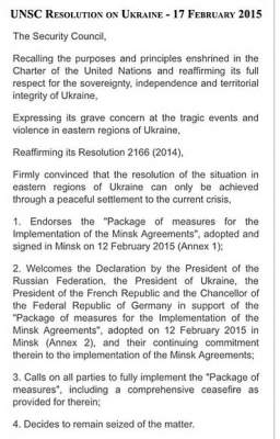 Совбез ООН единогласно принял российскую резолюцию о войне на Донбассе