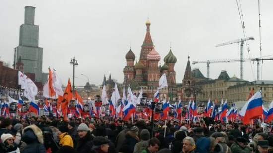 Более 50 тысяч москвичей вышли на Марш памяти Бориса Немцова (Видео)