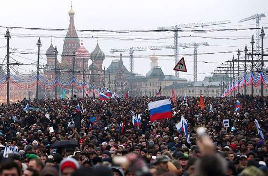 МВД насчитало 21 тыс. человек на марше памяти Немцова в Москве, организаторы – около 50 тысяч
