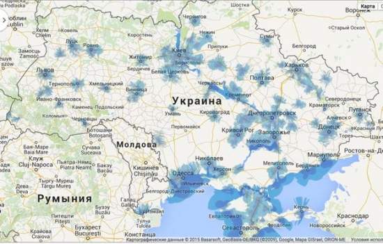 Мобильные операторы обнародовали карты покрытия 3G-связи в Украине (карты)