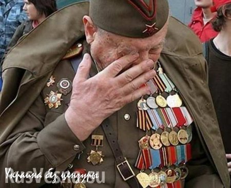 Киевляне грудью закрывали ветеранов Великой Отечественной с портретом Сталина (ВИДЕО)