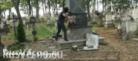 Польские активисты разрушили памятник террористам «УПА» (ВИДЕО)