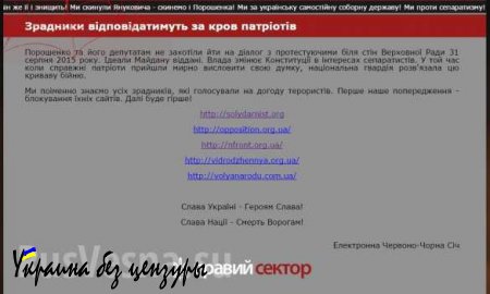 Хакеры «Правого сектора» заблокировали сайты политических сил, голосовавших за изменения в украинской конституции (ФОТО)