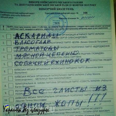 «Живи, Новороссия!»: что пишут на бюллетенях для голосования на Украине (ФОТОЛЕНТА, ВИДЕО)