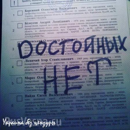 «Живи, Новороссия!»: что пишут на бюллетенях для голосования на Украине (ФОТОЛЕНТА, ВИДЕО)
