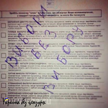 «Живи, Новороссия!»: что пишут на бюллетенях для голосования на Украине (ФОТОЛЕНТА, ВИДЕО)