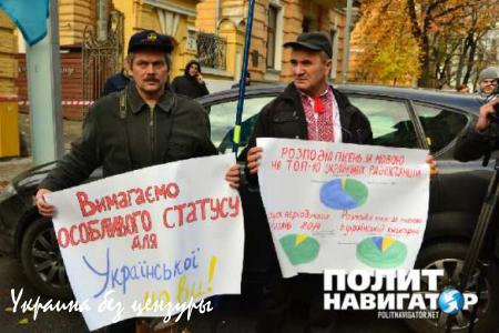 На русском говорят необразованные оккупанты — пикет в защиту мовы